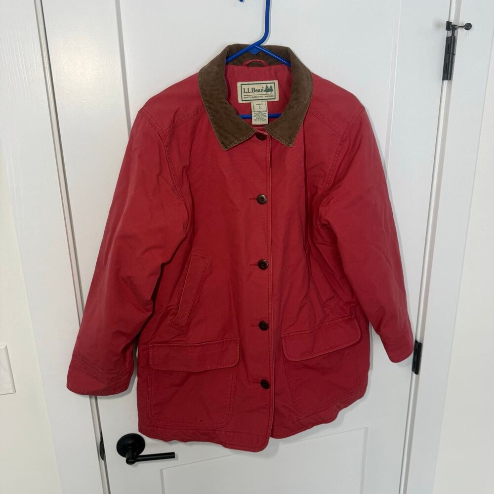 VTG LL Bean Heavyweight Canvas Barn Chore Jacket, Corduroy Collar, Insualted - Picture 4 of 14